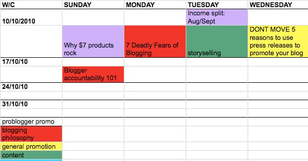 Content Schedule