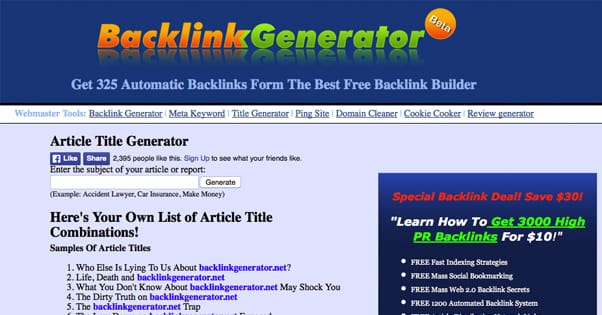 Backlink Generator Title Generator