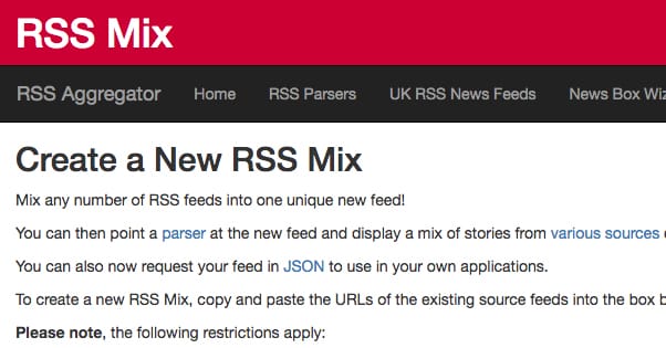 RSS Mix Website