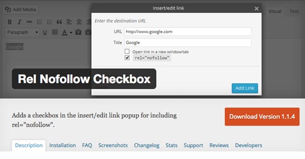 Nofollow Checkbox WordPress