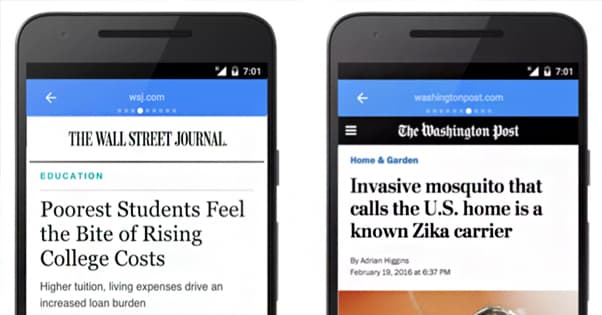 Two Examples of Websites on Instant Articles