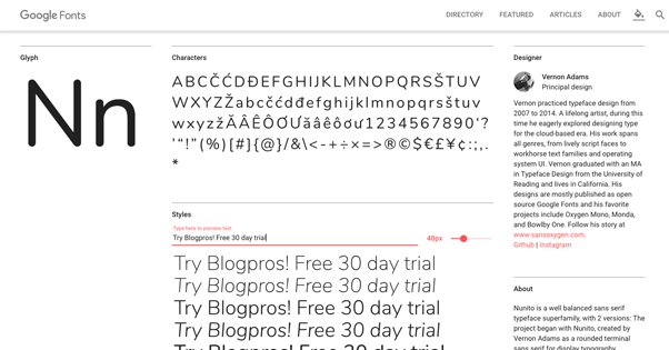 Google Fonts Example Preview