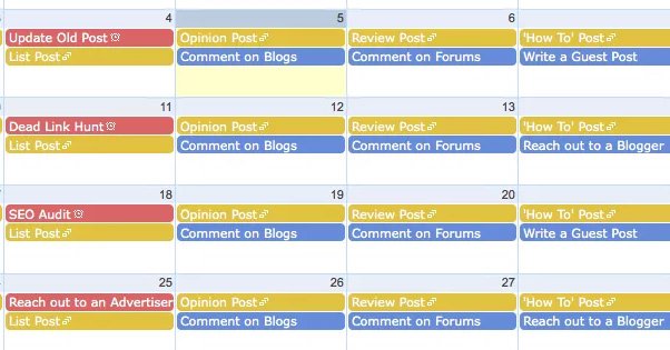 Content Calendar for Blog