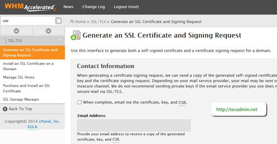 Installing an SSL Certificate in WHM